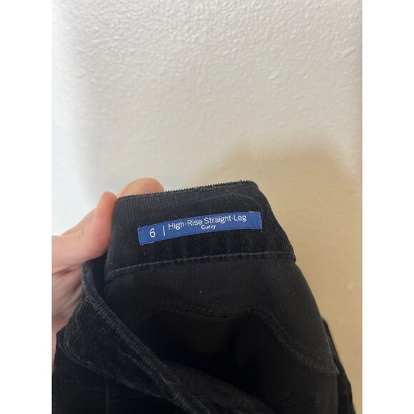 Talbots Womens Black Corduroy Pants 6 High Rise Straight Leg Curvy Fall Preppy - Picture 5 of 13